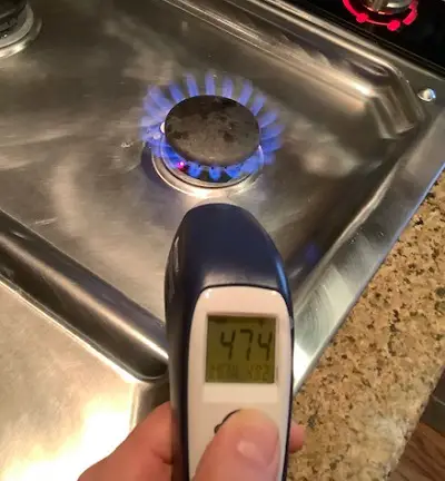 measuring natural gas stove flame temperature