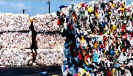 Plastics, compacted and bundled for recycling