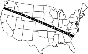 USA map with eclipse path